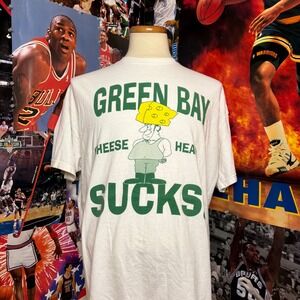 Vintage Chicago Bears Green Bay Packers Brett Favre Parody Humor NFL Tee Sz 2XL